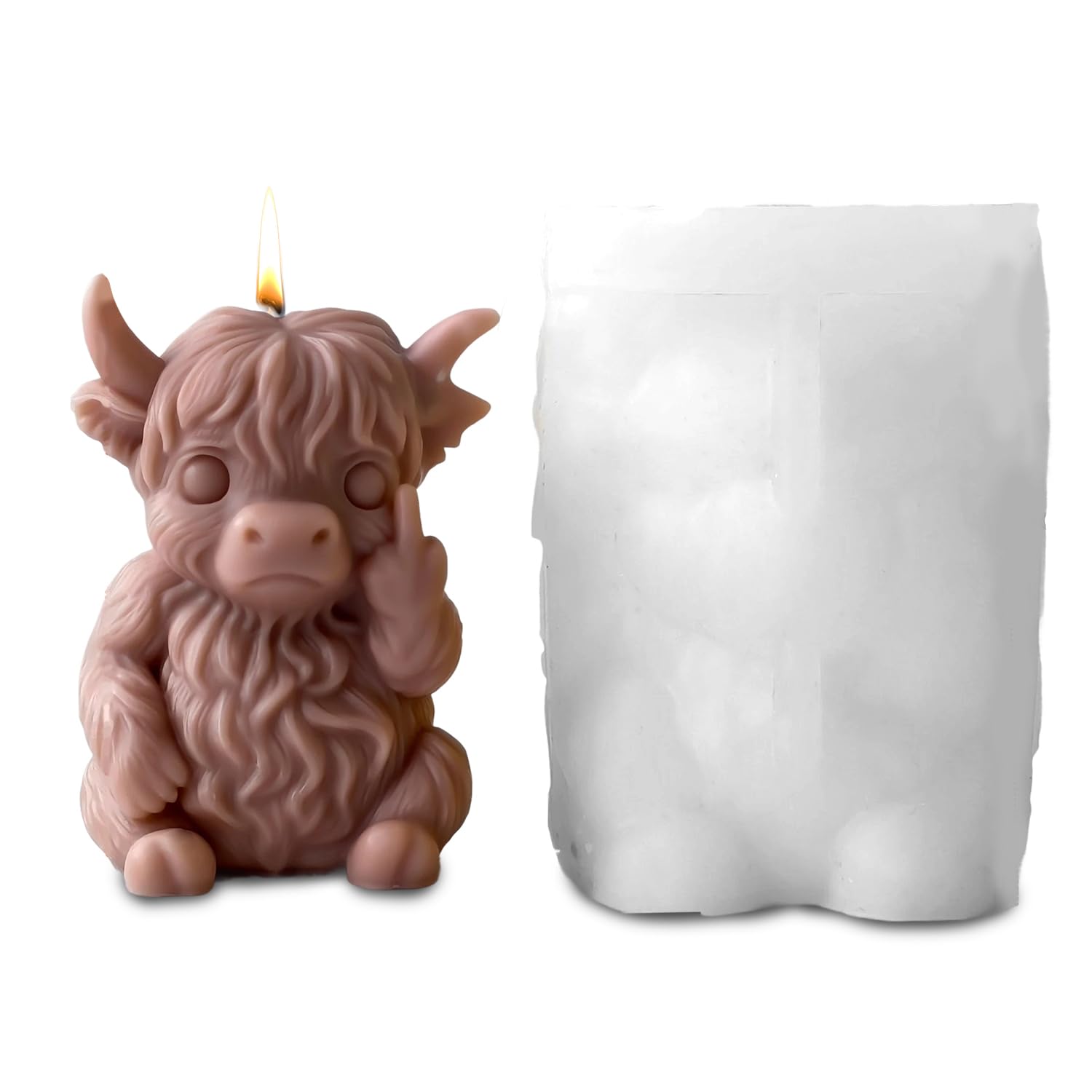 Highland Cow Shaped Candle Mould, Silicone Candle Moulds with Detailed Texture for Candle Making, Easy Release Design, Reusable Moulds for Home Decor Crafts, DIY Wax Projects and Creative Displays (A)
