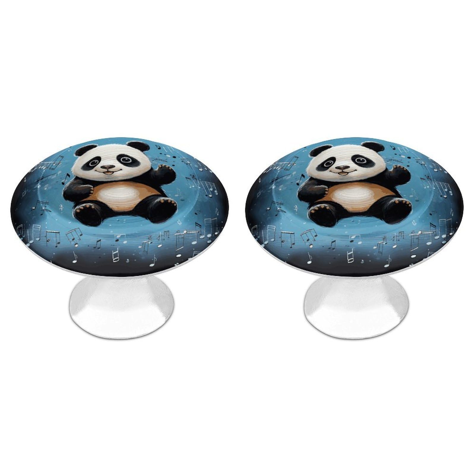 Fekiloot Style Panda Dancing On Musical Notes Cabinet Knobs 2 Pack Stainless Steel Round Dresser Drawer Knobs Kitchen Drawer Hardware Dresser Knob Closet Door Pulls Cabinet Handles For Cupboard Drawer Pulls