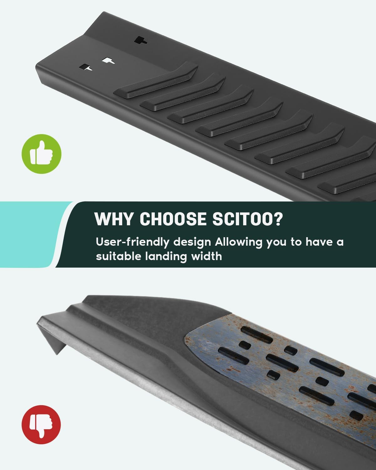 SCITOO Nerf Bar Running Board Side Step Fit for 2017-2023 for Ford F-250 Superduty Crew Cab Stainless Steel 6.3in Rock Sliders