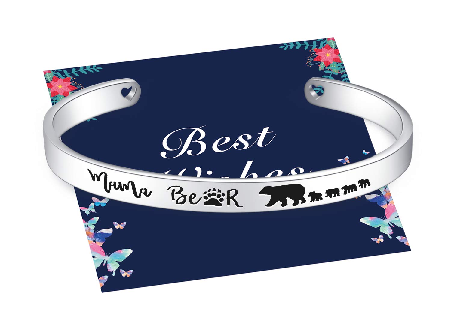 Veeshy Mama Bear with Cubs Cuff Bracelets for Women
