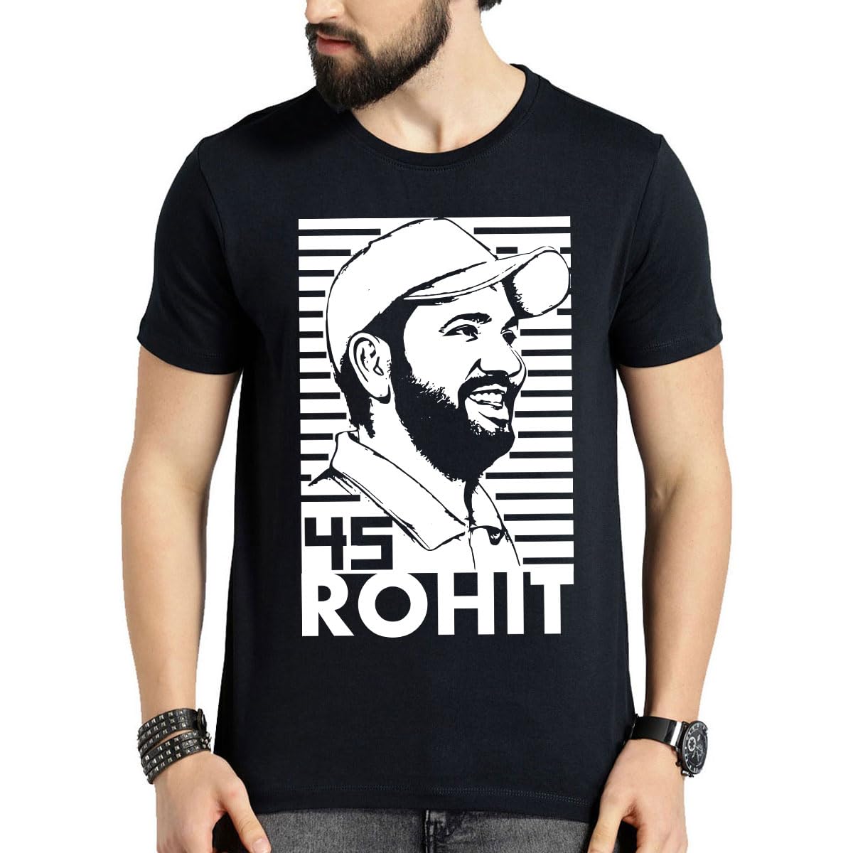 WILDSTARohit Sharma Hitman Printed Half Sleeve Cotton T-Shirt for Men and Women