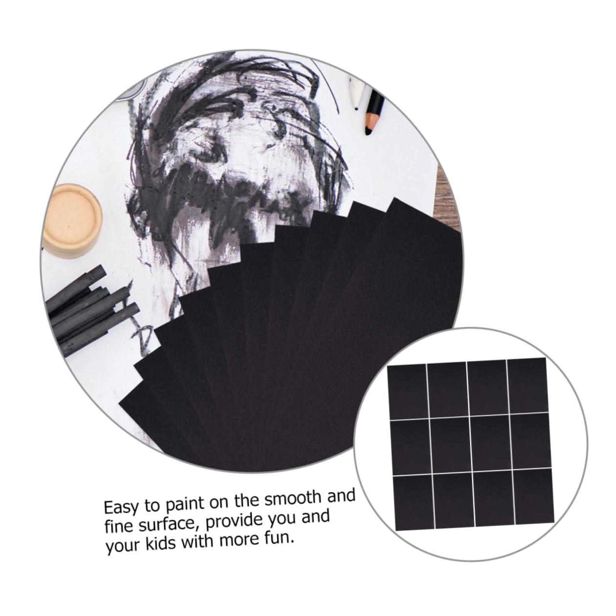 Papier à Dessin Noir Surface Lisse pour Garçon et Filles 100 Pièces