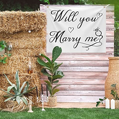 Image of Coume Will You Marry Me Tapestry Marry Me Sign Proposal Banner Wall Hanging Hand Lettering Engagement Decorations for Wedding Proposal Party Wall Backdrop decor 59.1 x 51.2 Inch