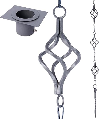 Miniatura 1 de Aseneat Juego de jaula para pájaros de 8.5 pies, cadenas de hierro forjado para canaletas con adaptador para drenaje y estaca de anclaje, 13 jaulas