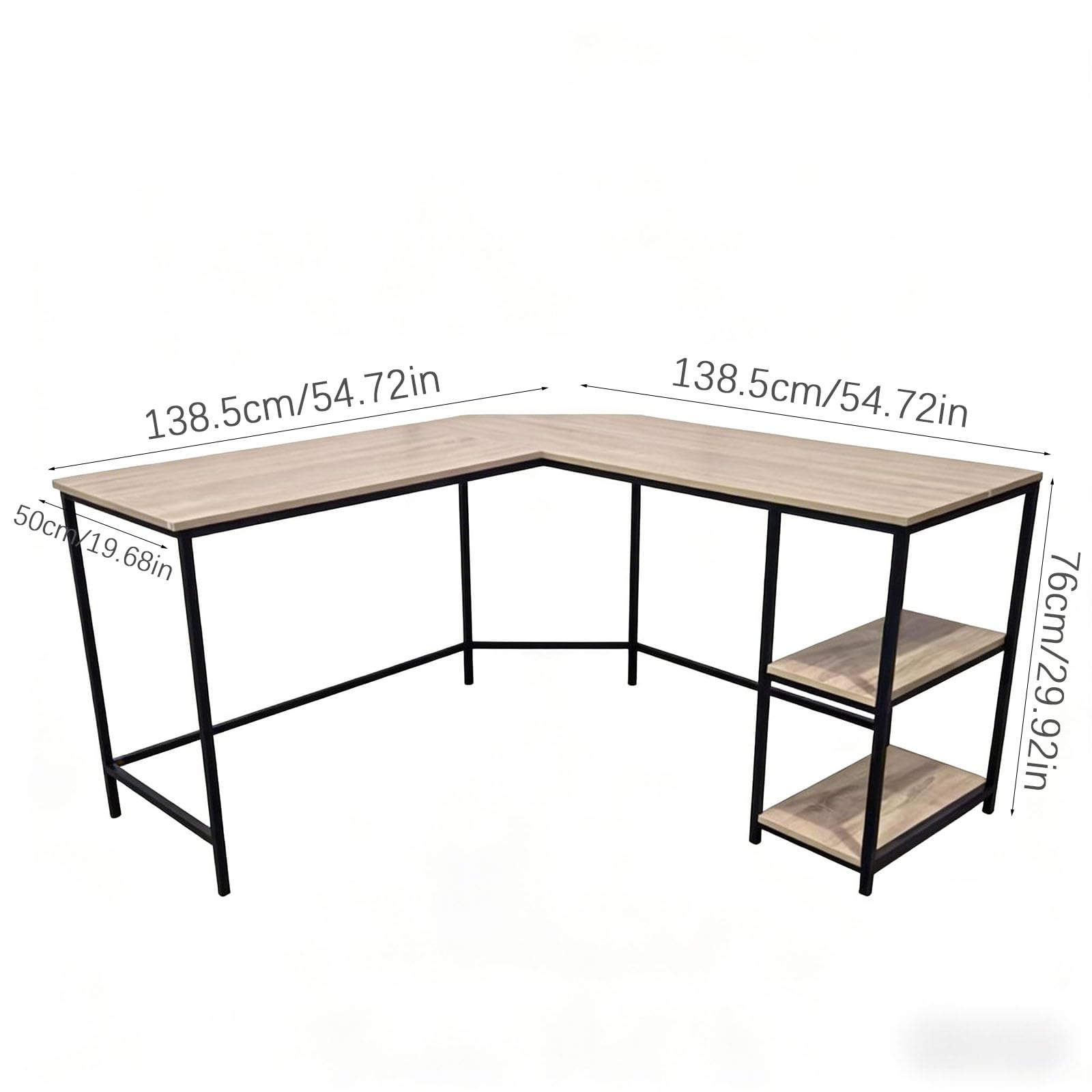Scrivania Angolare Legno e Metallo Tavolo da Ufficio a Forma di L Postazione di Lavoro Salvaspazio per Casa Studio Professionale Design Industriale-Brown