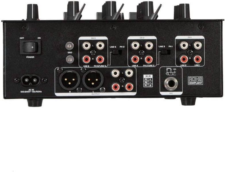 OMNITRONIC PM-322P 3-Channel DJ Mixer rear panel connections