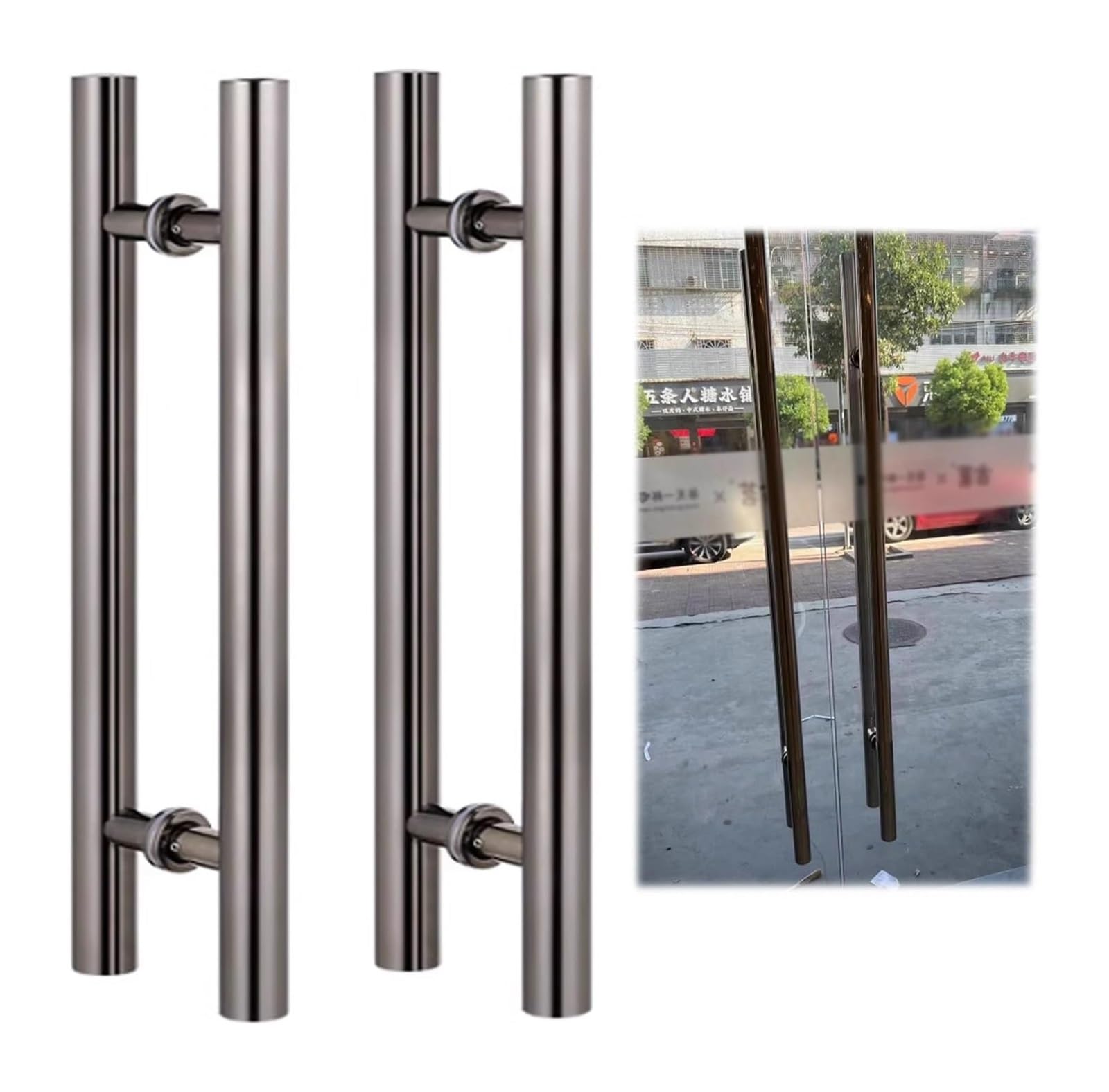 BHGFYXBS Push Pull Door Handle Pull Push Sliding Barn Door Handles, Stainless Steel Commercial Front Glass Door Handle Bar Pull, Mirror Polished Fini,Colour5-80Cm(31.5Inch),Colour5-80cm(31.5inch)
