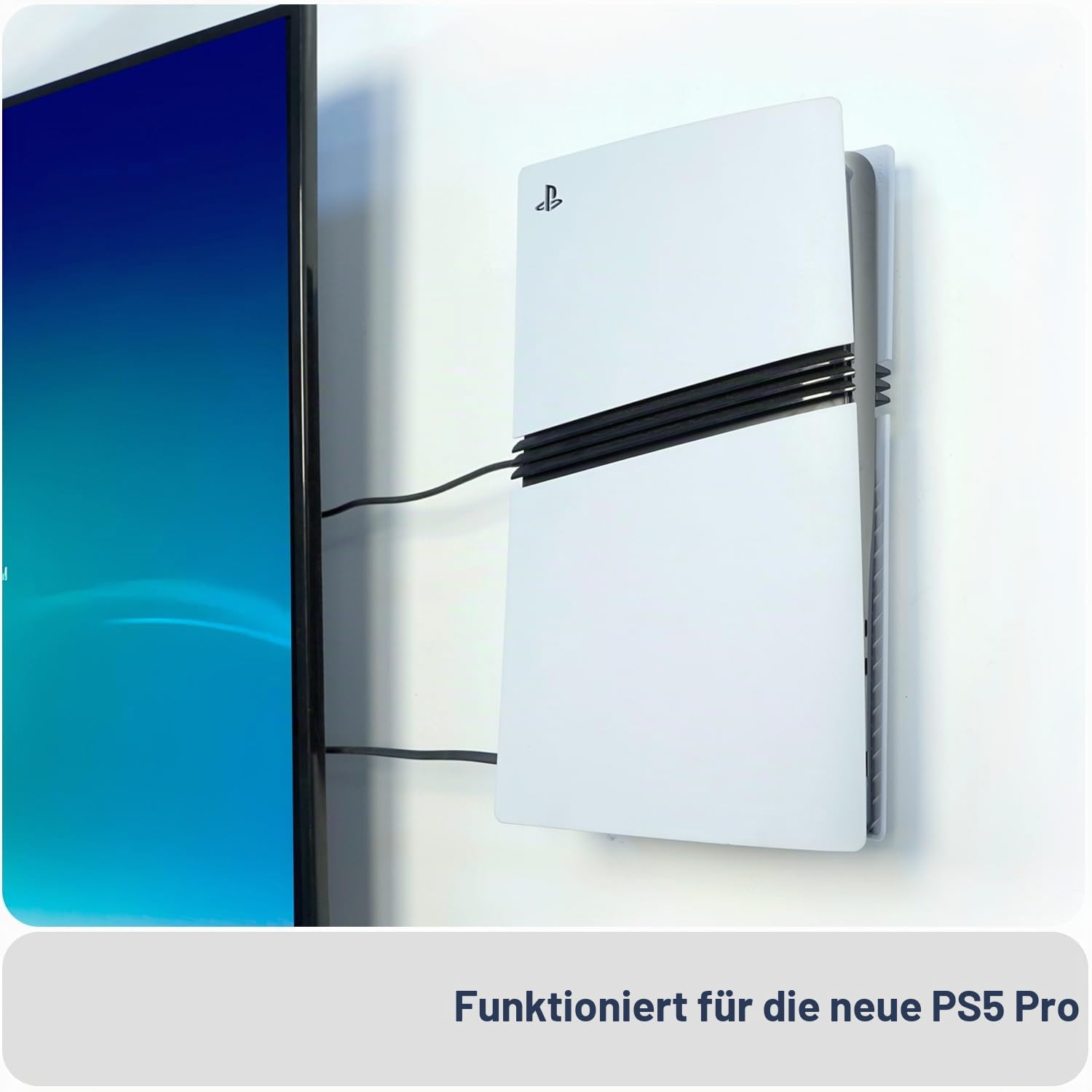 Monzlteck Wandhalterung für PS5 Original und Slim (Digital und Disc) - Stabile Stahlhalterung Mit Controller-Halterung