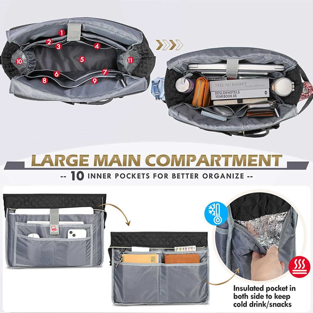 IOIUSKKU Bolso de trabajo de moda para profesor, grande, para portátil, con múltiples bolsillos, aislante, interior para mujer (cm)