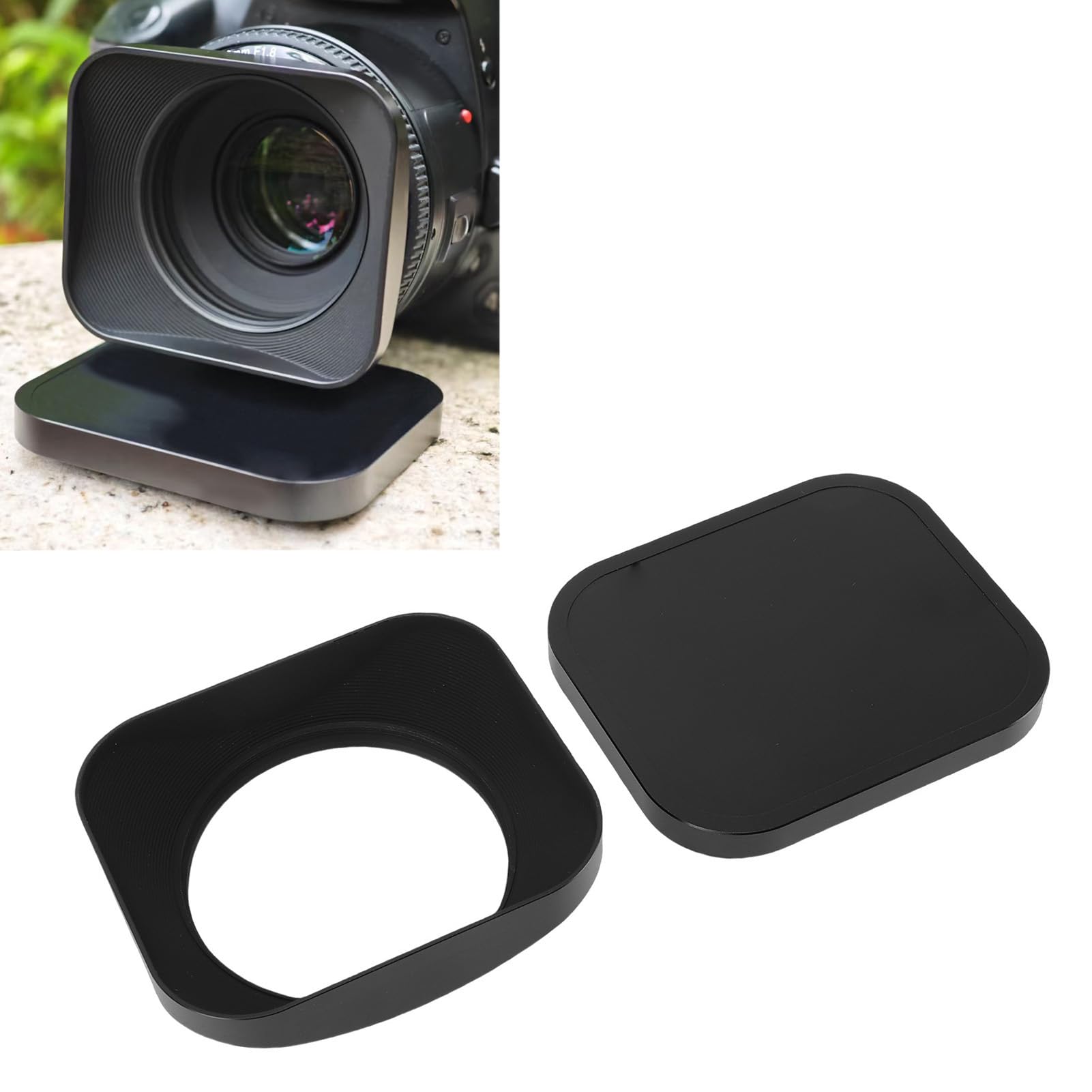 Eujgoov Paraluce Quadrato in Metallo, Paraluce in Lega di Alluminio, Protezione per Obiettivo da 62 Mm per Fotografia con Fotocamera DSLR