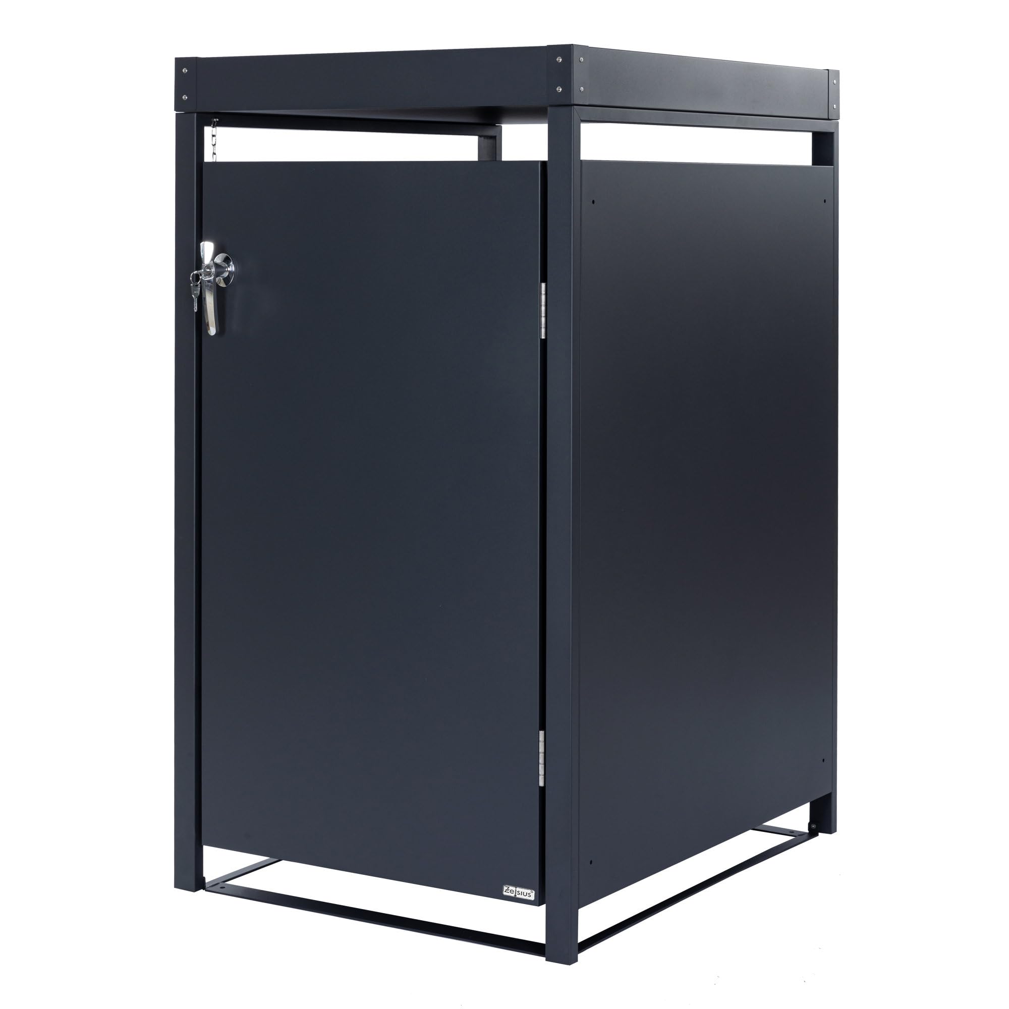 Zelsius Mülltonnenbox 1er mit Pflanzdach für 1 Mülltonne | (B) 68 x (T) 80 x (H) 124 cm | Anthrazit RAL 7016, mit Erweiterungsmöglichkeit | Mülltonnenverkleidung für 1 | Sichtschutz für Tonnen