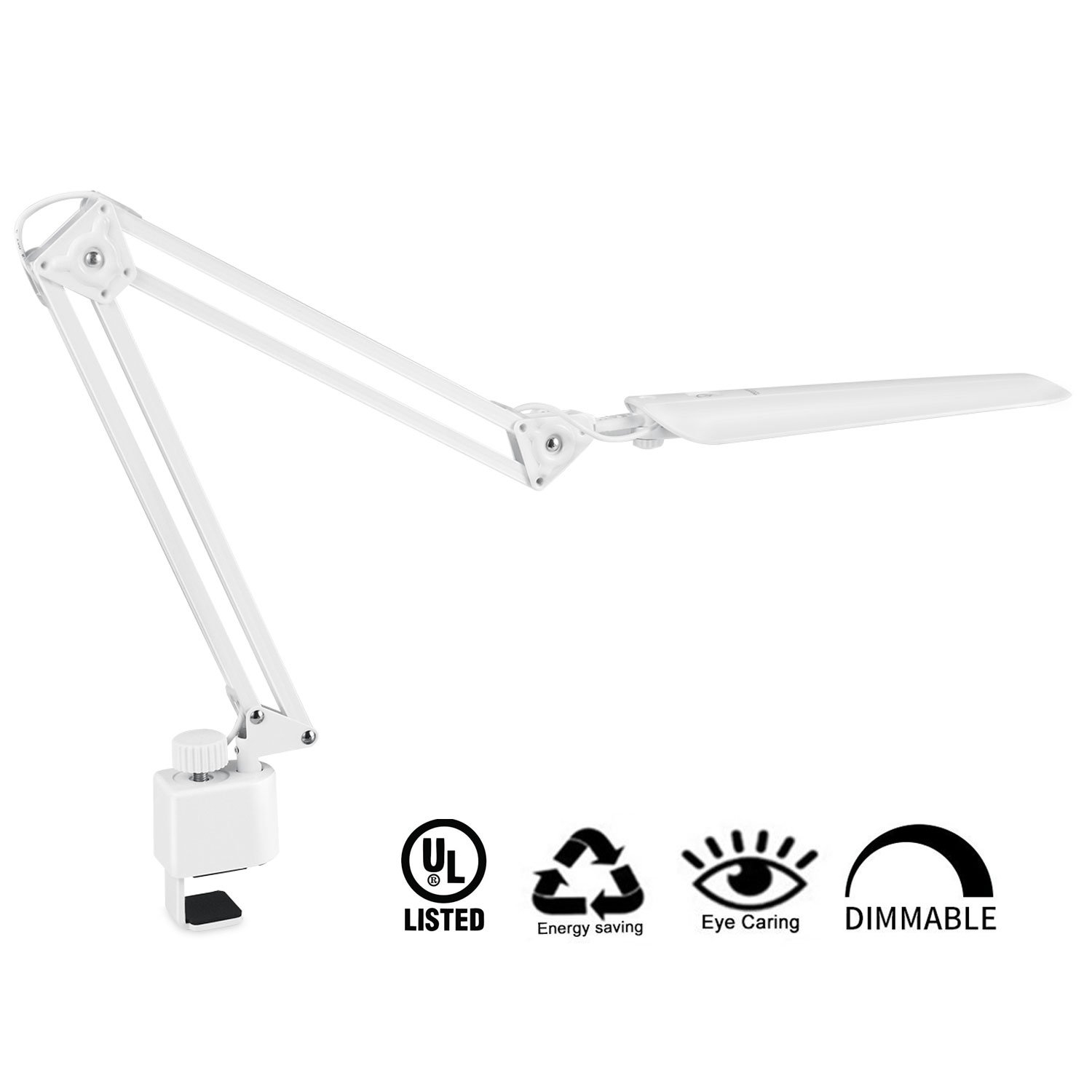 Baavoo Architect Lamp, Metal LED Desk Lamp Office Swing Arm Task Light with Clamp for Workbench Drafting (Touch Control Dimmable, Eye Protection, 3-Level Dimmer)