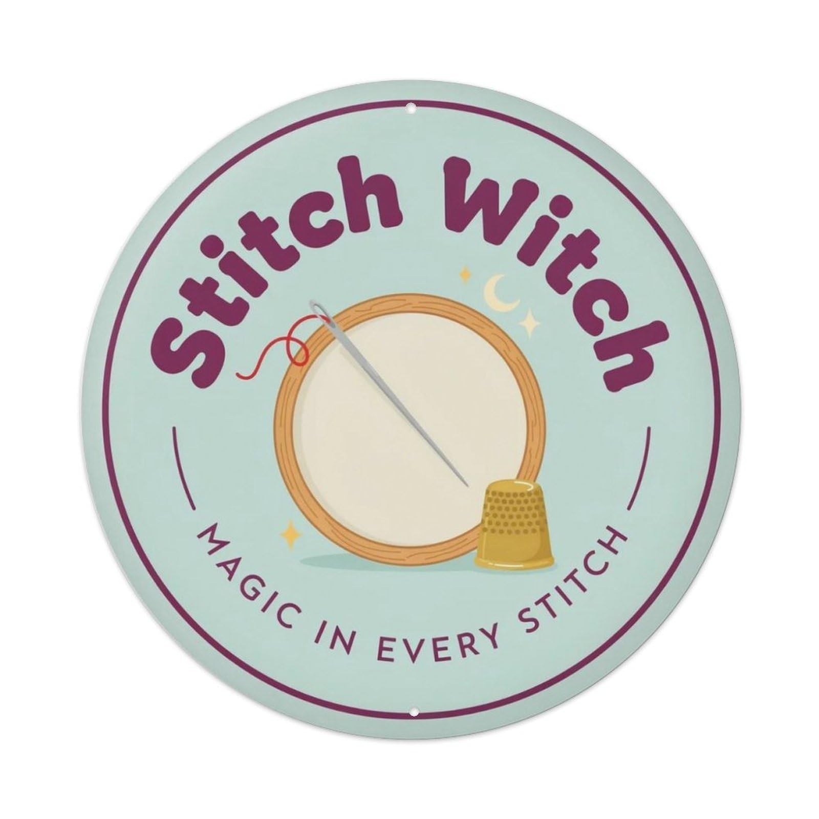 Stitch Witch Metal Tin Sign Plaque
