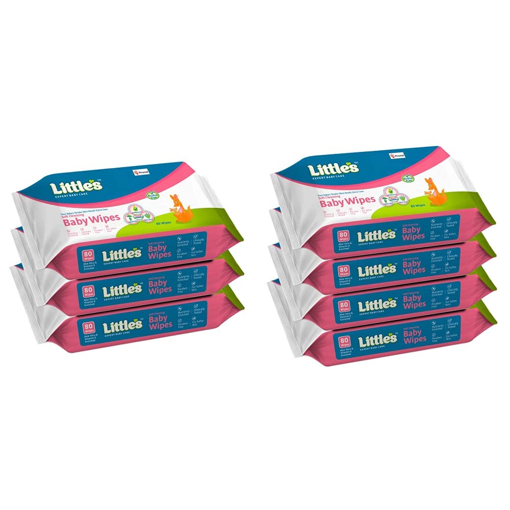 Little's Soft Cleansing Baby Wipes with Aloe Vera, Jojoba Oil and Vitamin E (80 wipes) Pack of 3 & 4-image-43