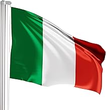 Brubaker Asta in Alluminio per Bandiera Altezza 6,20 m - Incluso Bandiera Italia di 150 x 90 cm e piantone da interrare