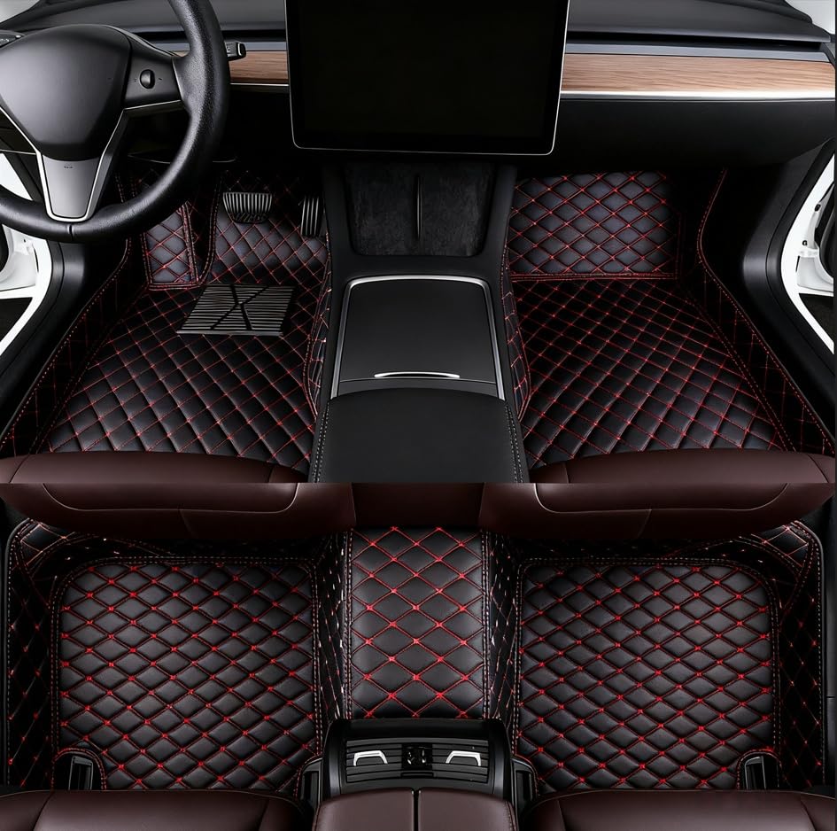 Add Personal Touch to Your Vehicle with IMEISH Customizable Logo Text Car Mats for 99% of vehiclesPads Protection Non-Slip Leather Floor Liners (Black