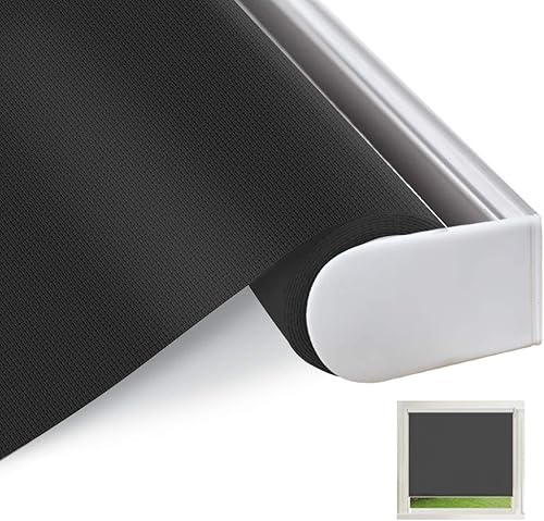 Persianas solares inalámbricas para ventana persianas de tela impermeables negras para filtrar la luz con aislamiento térmico protección UV