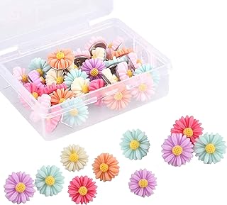 30 Pieces Flower Pushpins Flower Thumb Tacks Decorative Floret Push Pins Colorful Floret Thumbtacks for Photo Wall, Featur...