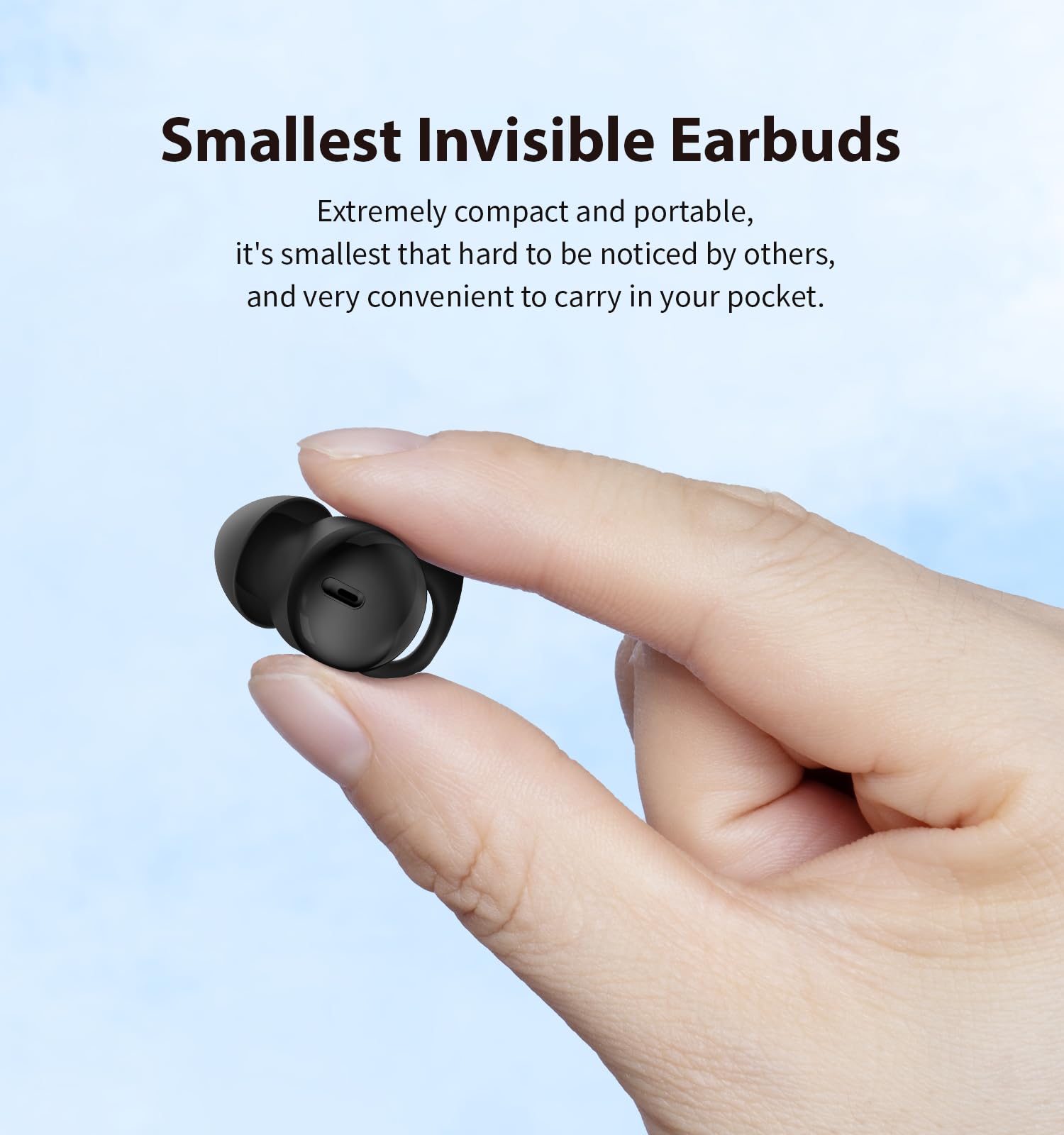 Auriculares invisibles para dormir, auriculares para dormir de lado, pequeños y cómodos auriculares para dormir con bloqueo de ruido, auriculares inalámbricos Bluetooth 5.3, auriculares intraurales