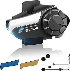 Moman Intercomunicador para motocicleta, H2S 【Atualização H2PRO】 Alto-falante para capacete de motocicleta 2 vias 1000 m, fone de ouvido com cancelamento de ruído triplo/multitarefa de áudio/Hi-Fi