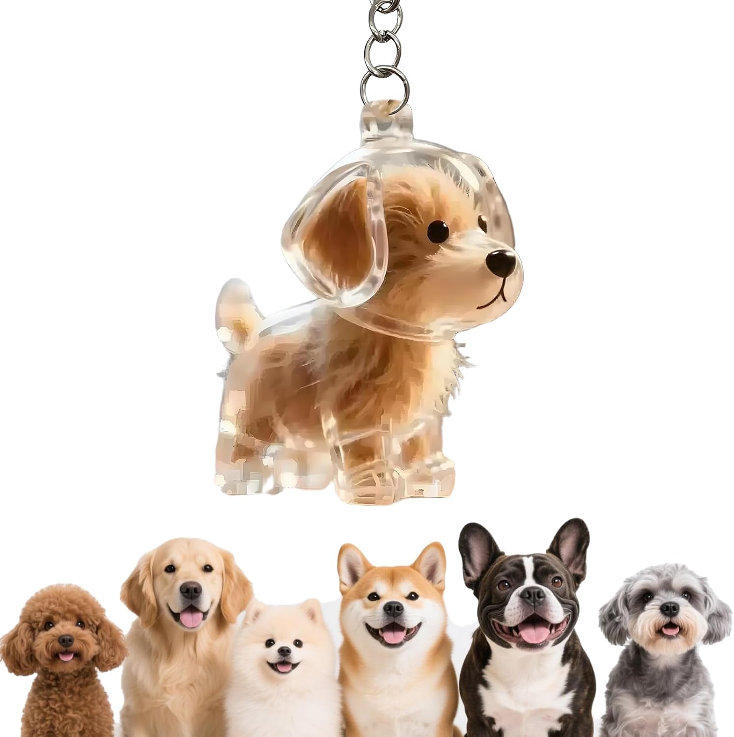 Pet Hair Keychain for Women Men Dog Fur Memorial Keepsake Bag Charm Clear Puppy Purse Wallet Accessory Gift