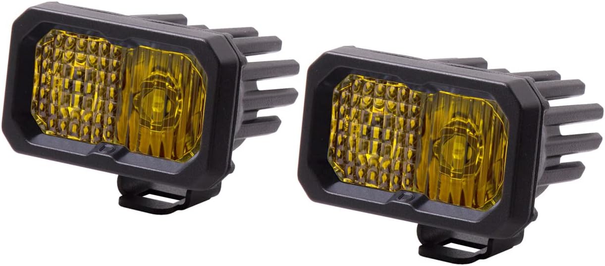 Diode Dynamics C2 1.0 SAE Yellow Sport Standard LED Pod (pair), Combo w/Amber Backlight