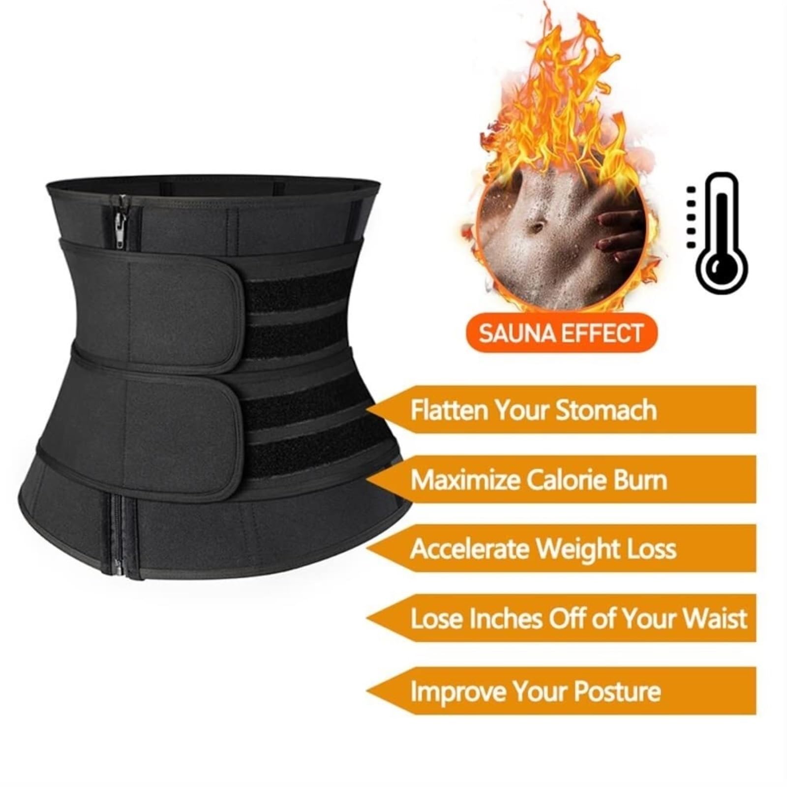 Ceinture De Sudation Abdominale Shaperwear Ceinture De Soutien Lombaire pour La Taille Corsets Ceinture De Sauna Sangle De Contrôle du Ventre Entraîneur De Taille(Black,XXL)