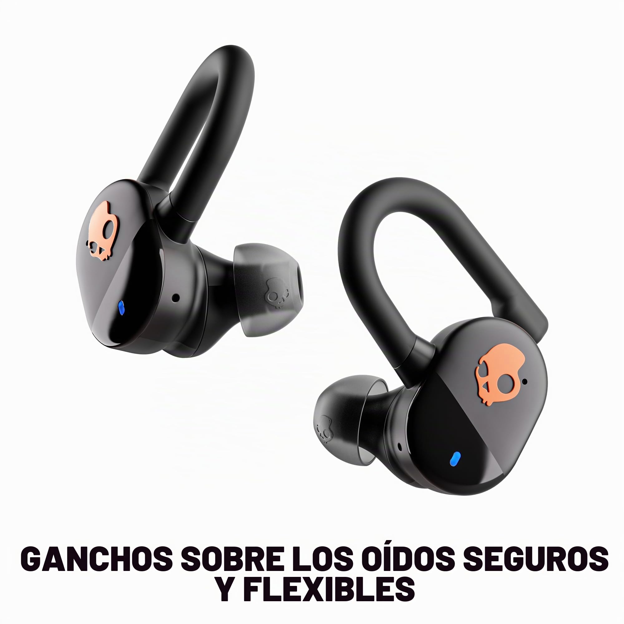 Skullcandy Push Play Active Auriculares In-Ear Inalámbricos, 34 h de Autonomía, Modo Stay-Aware, Micrófono, Compatibles con iPhone Android y Dispositivos Bluetooth. True Black/Orange