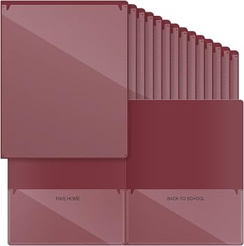 Henoyso 48 Pcs Take Home Homework Folders 2 Pocket for Student,Dark Red | Clear Front Pocket, School to Home Communication, Parent Teacher Connector, Student Classroom Assignment Organizer