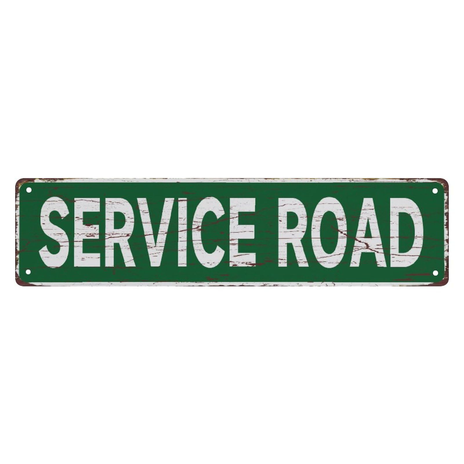 peiyeety Vintage Metal Tin Sign Decorative Wall Art Service Road Themed Street Sign, Rustic Style, Durable Waterproof Rustproof, For Home, Driveway, Property, Easy To Mount, 4x16 Inch
