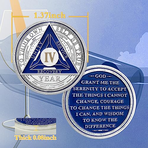 Image of Imasoner 4 Year Sobriety Coin AA Medallion Anniversary Chip Alcoholics Anonymous Recovery Token Gift for Men & Women