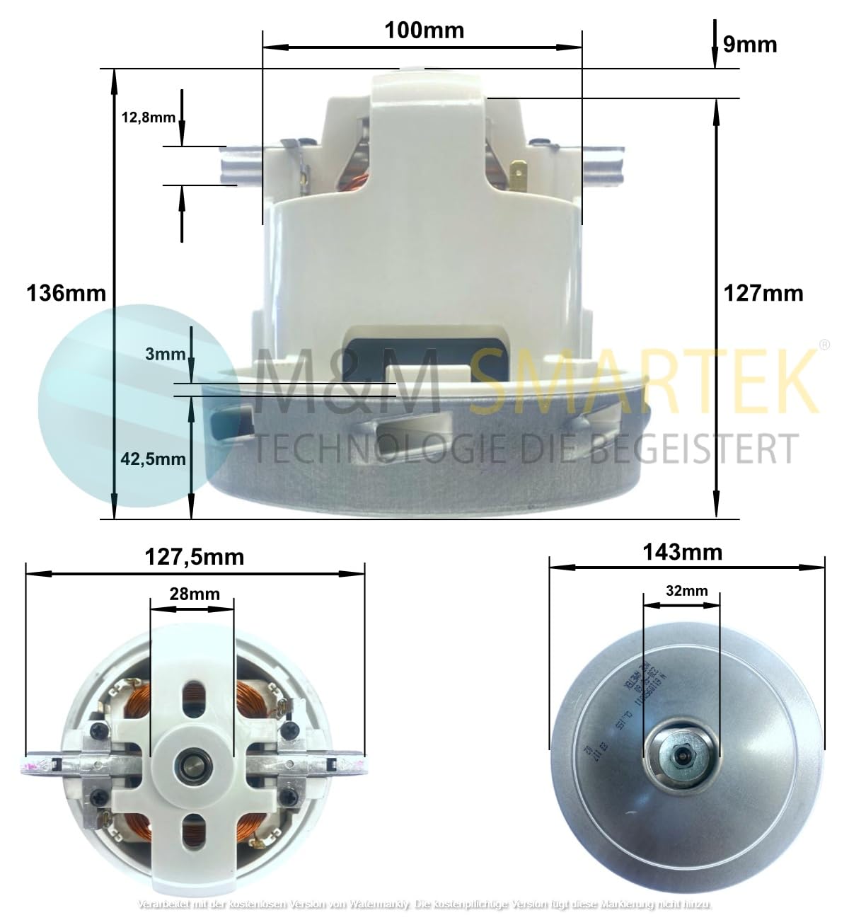 Ametek - Turbina di aspirazione per Kärcher NT 360, NT 35/1, 45/1, M&M Smartek, Germania