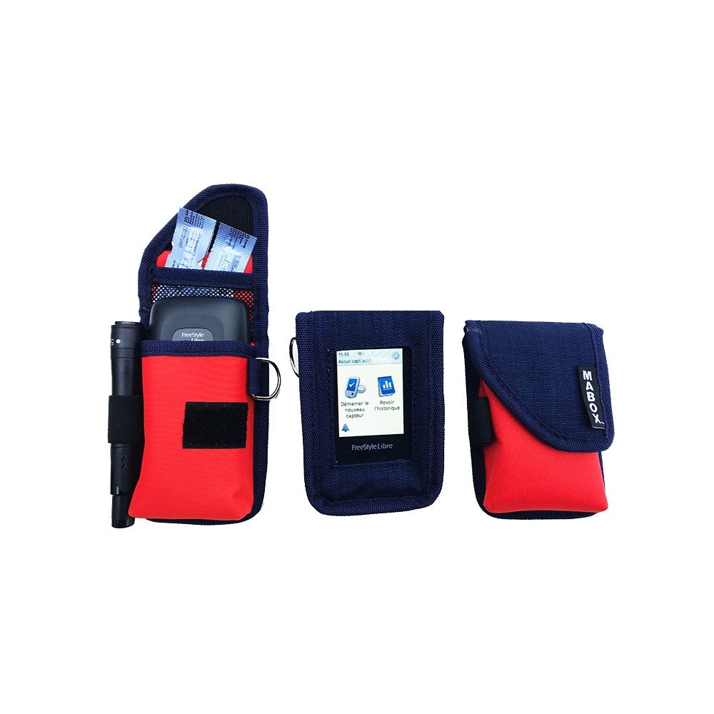 Freestyle Free Protective Case for Blood Sugar Reader Smart’Access Mabox – Navy/Orange