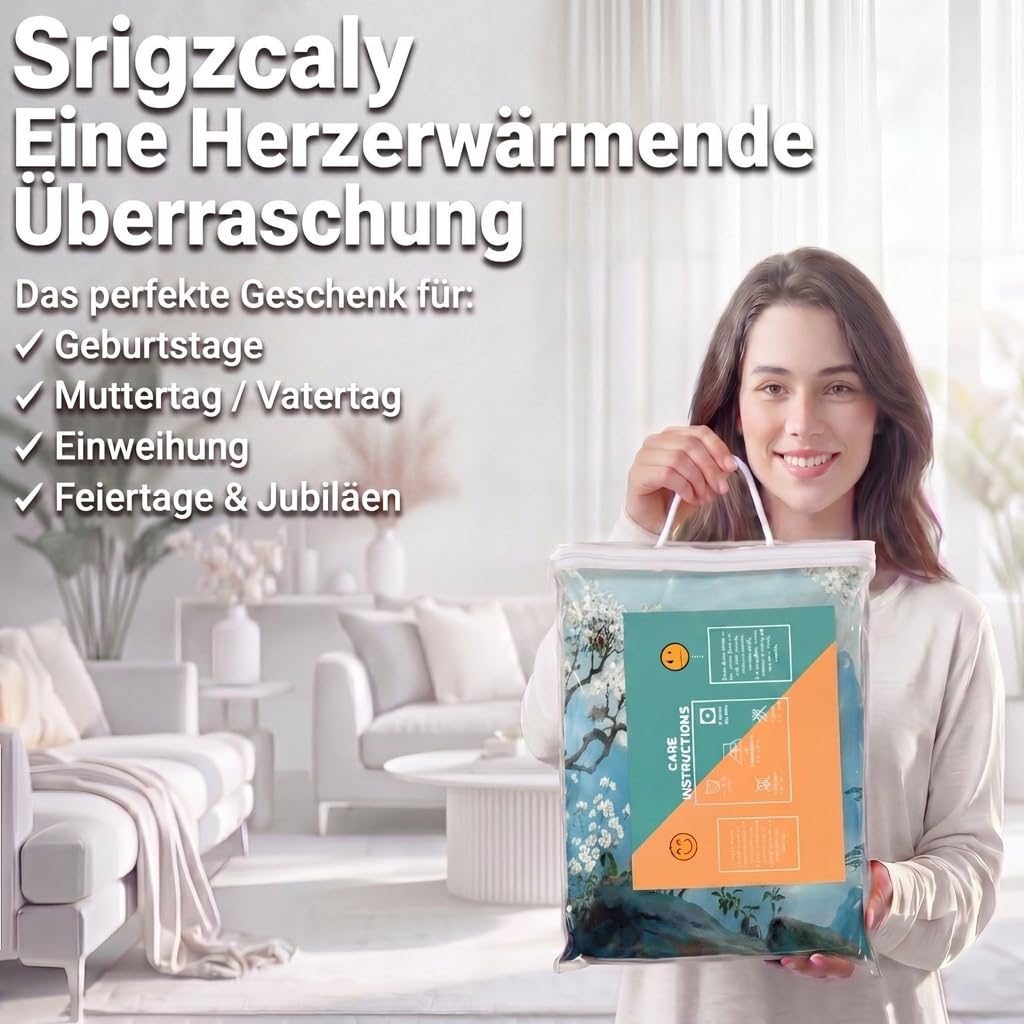 Bettdecke ohne Bezug 135x200cm 4 Jahreszeiten, Chinesische Berg Landschaft Pflaumenblüte 3D-Druck Wende Steppdecke Weiche Ganzjahresdecke - Hellblau Schlafdecke Waschbar Zudecke Vierjahreszeiten