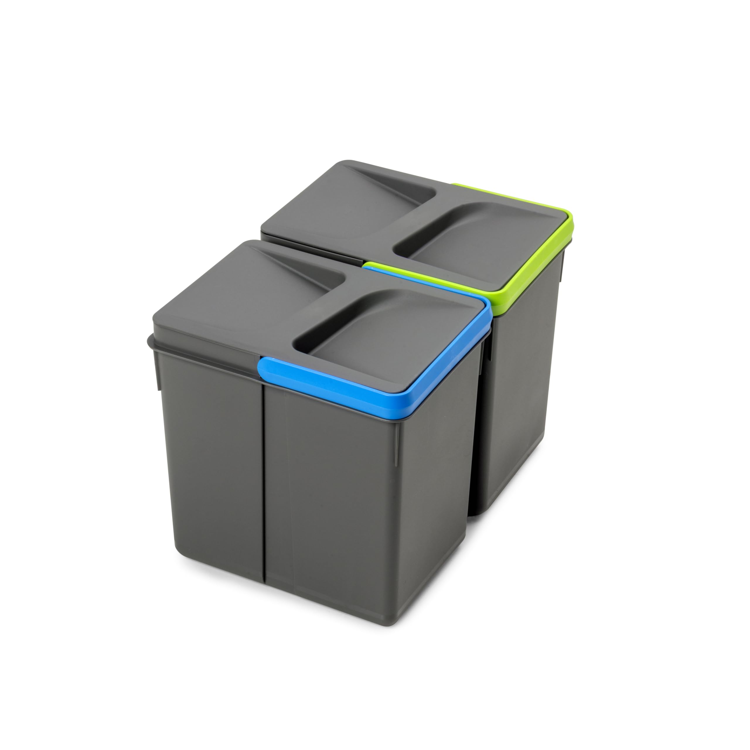 Emuca, waste sorting cut-out base, set of 2 bins height 216mm with 6 litres capacity, Grey, H 216 mm (2x6L)