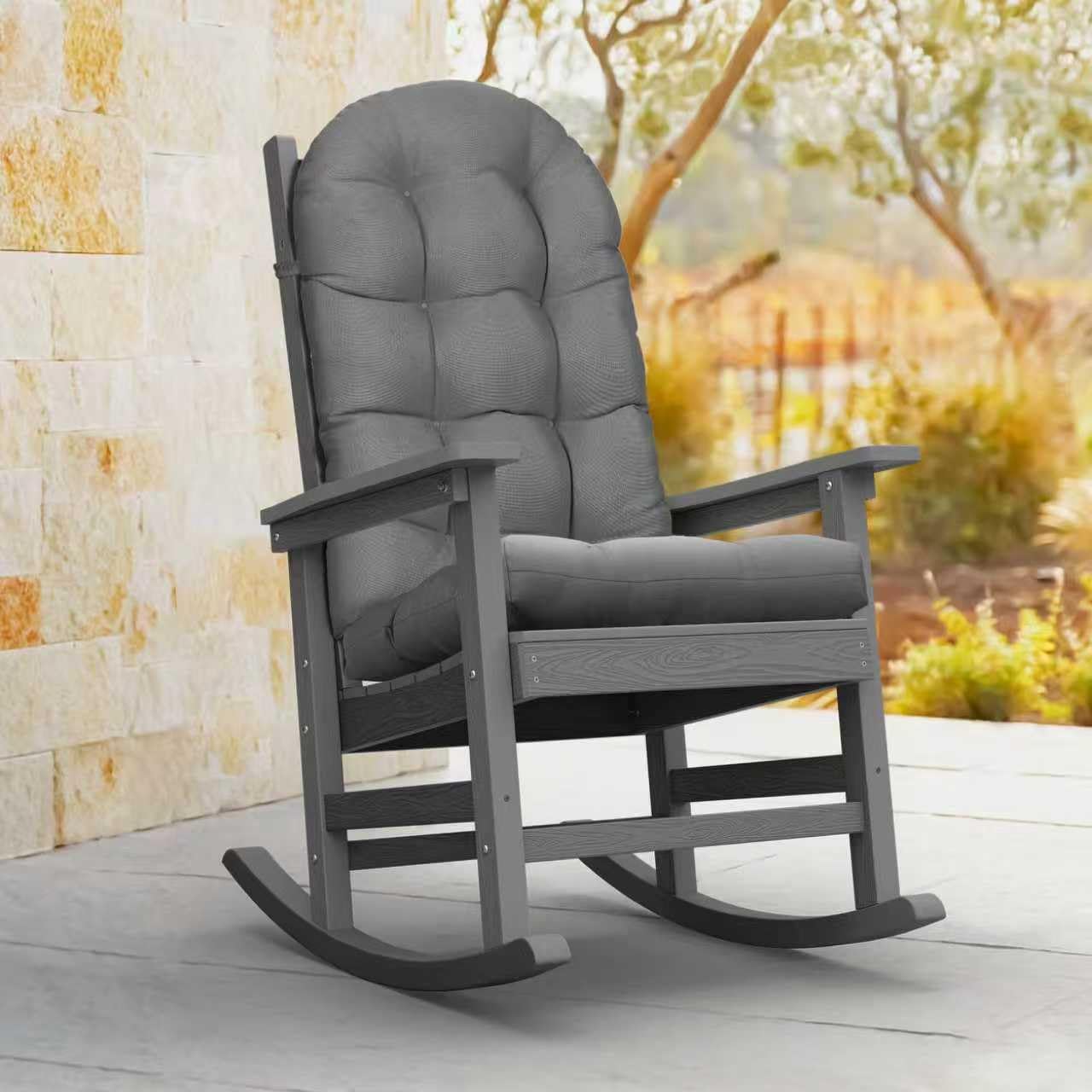 YEFU Adirondack Chair Cushion, Rocking Chair Cushions High Back, Thickened Patio Chair Pad for Indoor and Outdoor, 49x20x4.7 Inch, Gray
