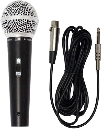 Microfone Dinâmico De Metal MXT M-58 Preto Cabo 3m