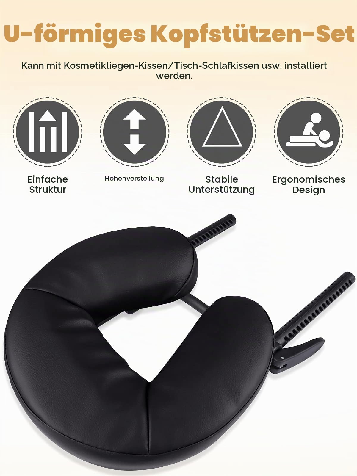 EBANKU Massage Gesichtsauflage mit Kopfkissen für Massageliegen, universell verstellbare Kopfstütze mit Kissen für Massageliegen