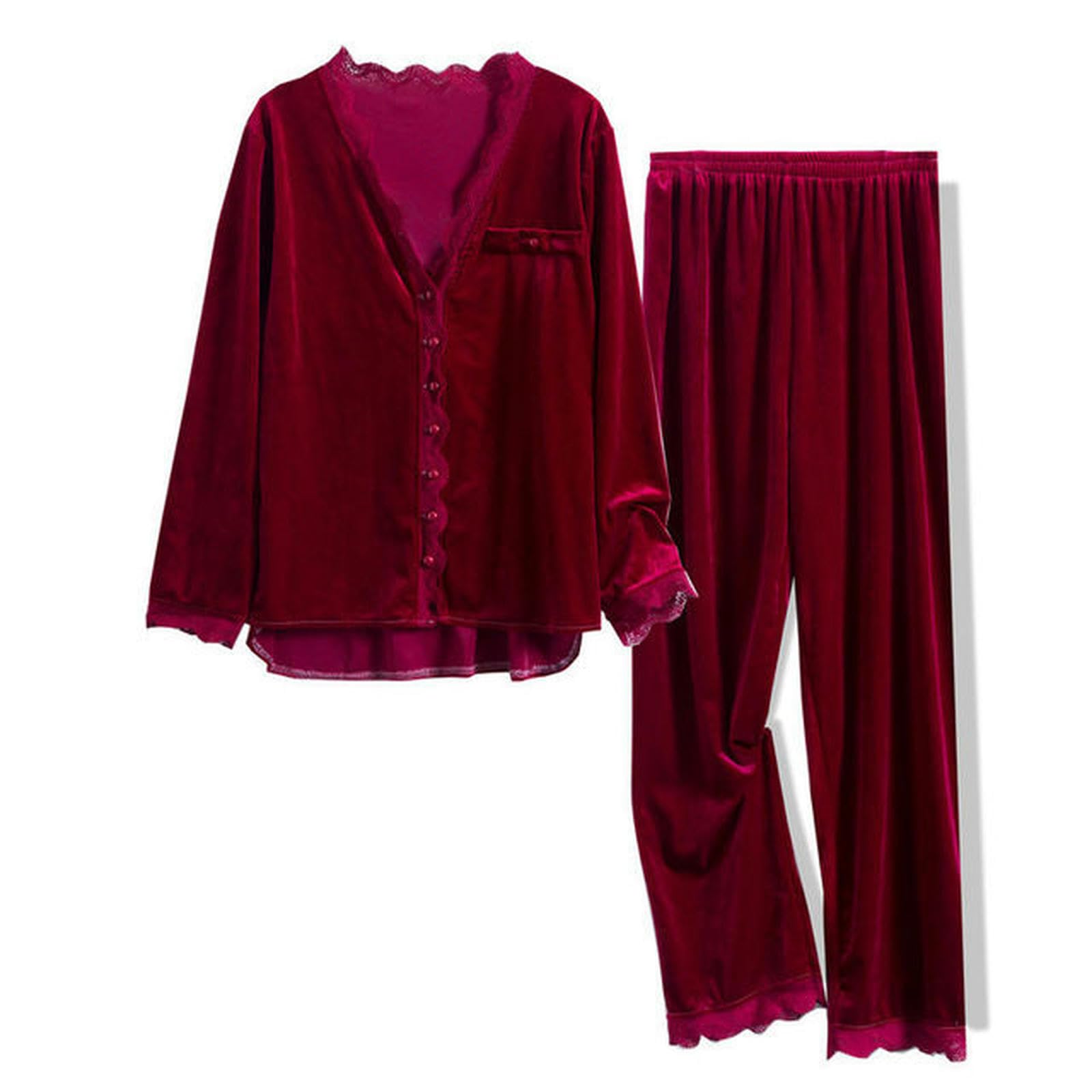 NOGRAX Pigiama Pigiami da Donna Set con Pantaloni Pigiama Caldo in Velluto Abito da Casa Grande Conjuntos De Mujer