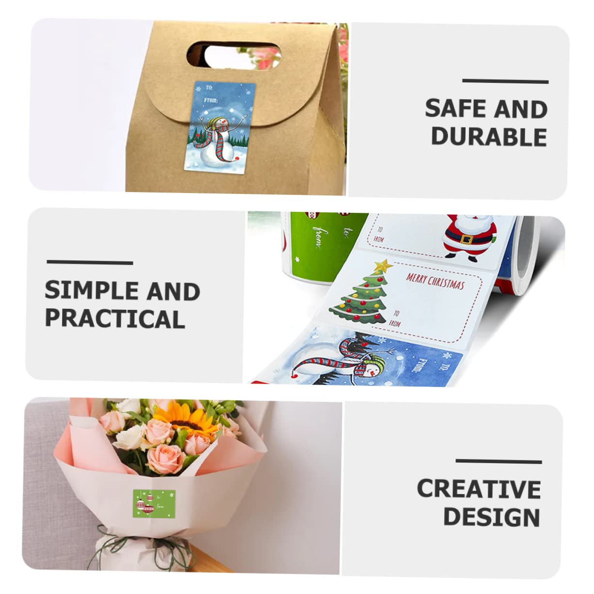 SHINEOFI 8rotoli Adesivi Natalizi Autoadesivi Per e Confezioni Etichette Festive Design Animati Per e Personalizzare e Biglietti