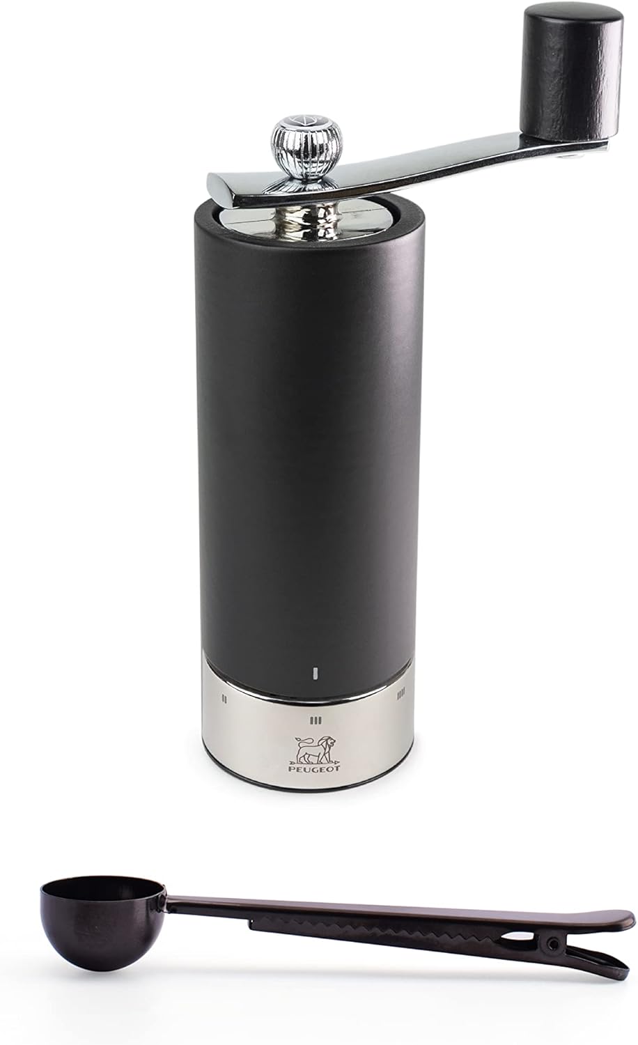 Peugeot Isen u'Select Salt & Pepper Mill Gift Set, 18cm-7in, Black - With Stainless Steel Spice Scoop & Clip (Salt Mill)