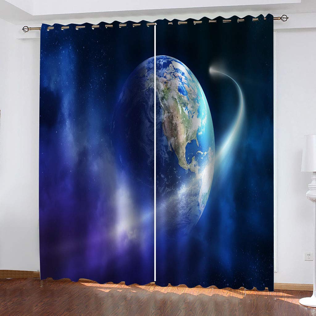 Rideaux Et Draperies Intérieurs 3D Ciel Bleu Nuage Blanc Vue Mer Motif Rideau Occultant À Oeillets Decoration Salon Chambre Maison pour Enfant Adulte 2 Pièces 280x160Cm Design Moderne Imprimé