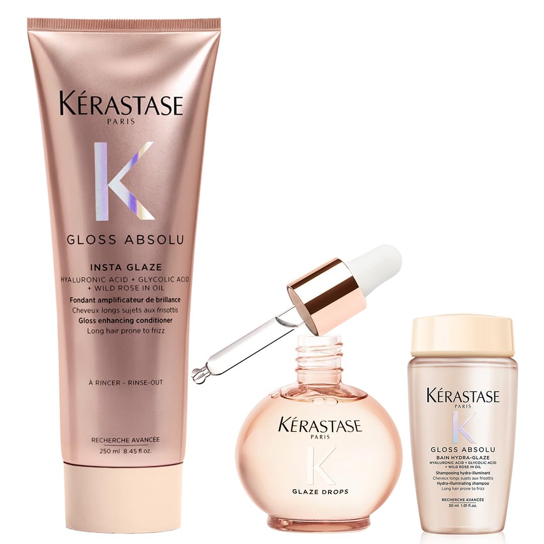 Kérastase Gloss Absolu Öl, 45 ml, Fondant 250 ml und Mini Bain 30 ml