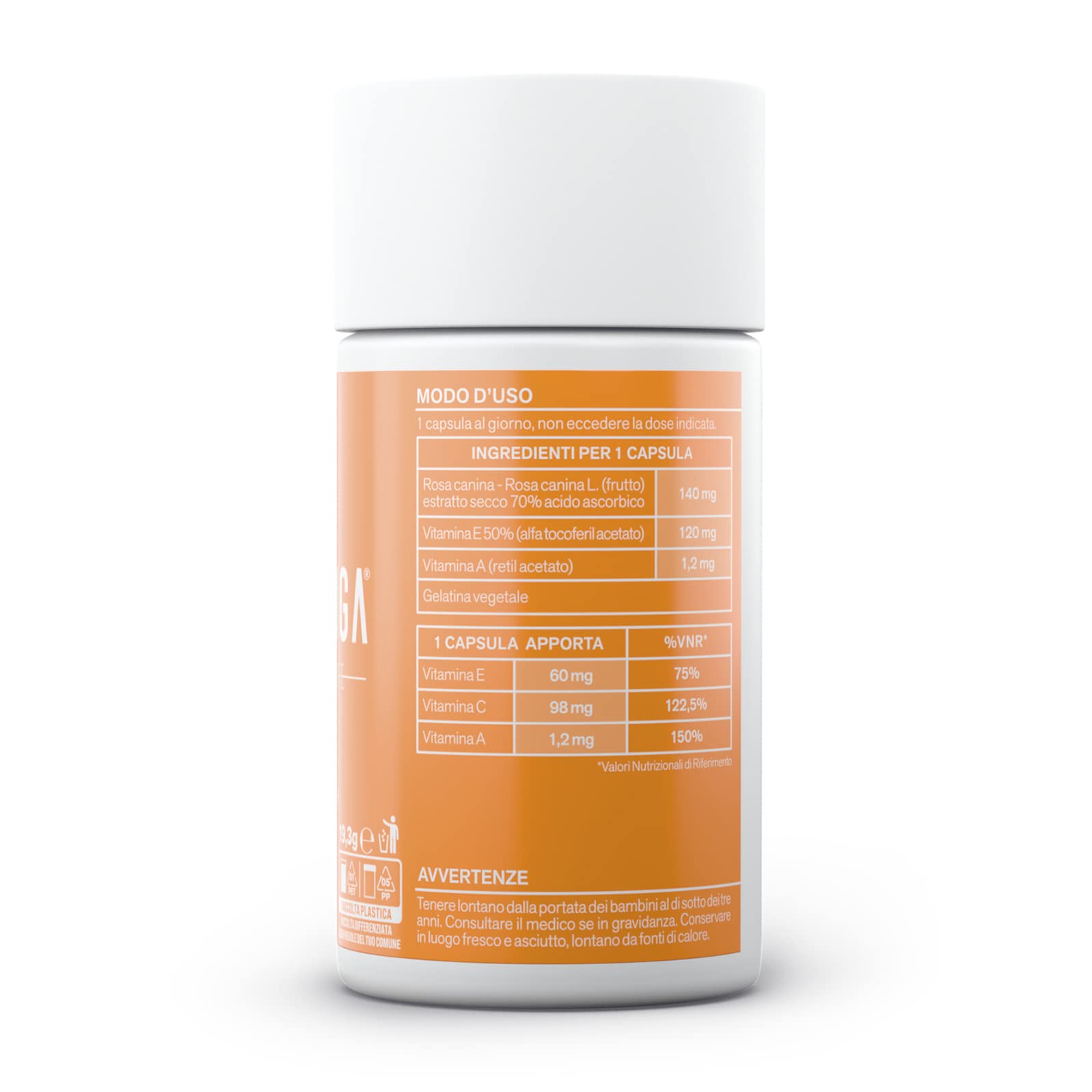 Vitamina A Pura Altissimo Dosaggio (1,2 mg) + Vitamina C e Vitamina E, Integratore Multivitaminico 60 Capsule Vegane per il Funzionamento di Vista, Vie Respiratorie e Sistema Immunitario, Vitalunga