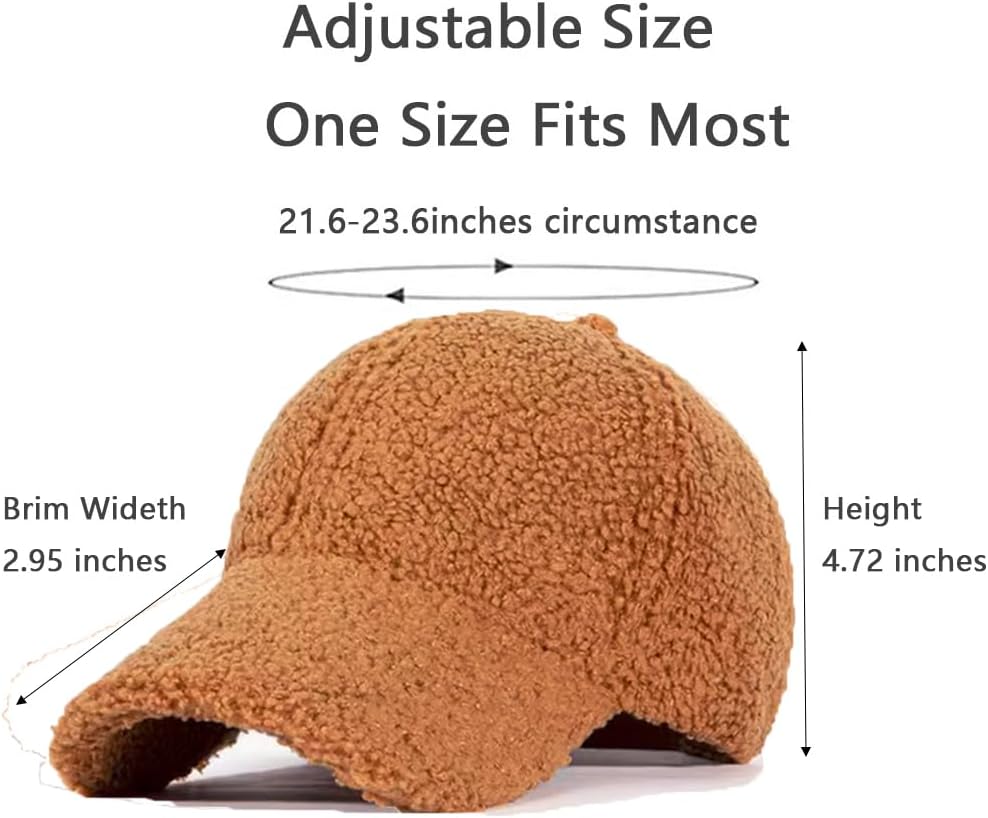 Women's Lamb Wool Winter Baseball Caps Soft Solid Color Warm Baseball Hat - Image 2