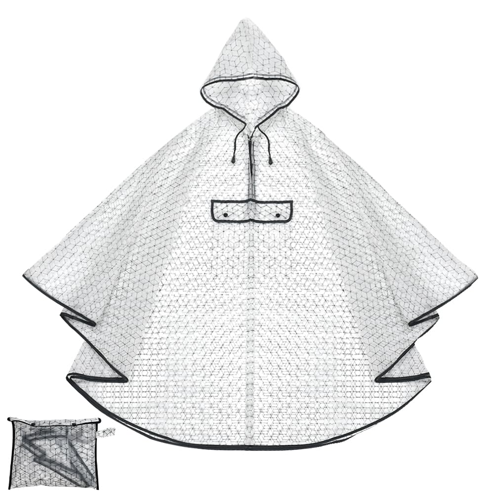 Chubasquero Impermeable Transparente Chubasquero Ultraligero para Hombre y Mujer Poncho de Lluvia con Capucha y Bolsillo Plegable y Reutilizable para Trabajo Viaje Excursión Senderismo