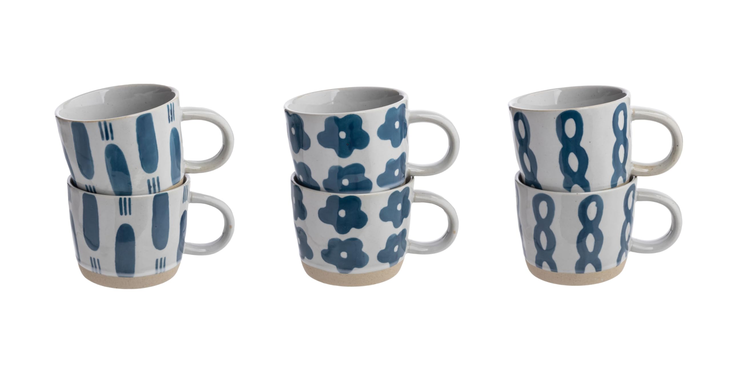 Tasse RUSTIC 250 ml Set 6-teilig Porzellan Kaffeetasse, Teetasse für Büro und Zuhause, mikrowellen spülmaschinenfest, 12,5 x 9,5 x 7,2 cm