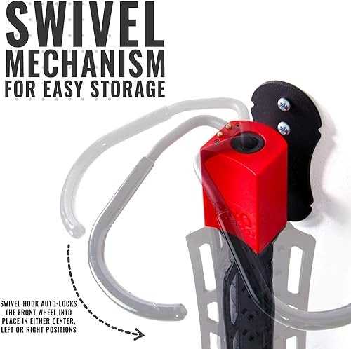 Miniatura 8 de PRO BIKE TOOL Swivel Bike Wall Hanger - Vertical Indoor Storage Mount for 1 Bicycle in Garage or Home - Cycling Rack - Space Saver Holder, Hook for