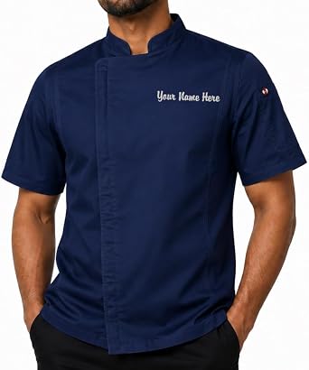 ChefsCloset Personalized Short Sleeve Embroidered Zipper Chef Coat