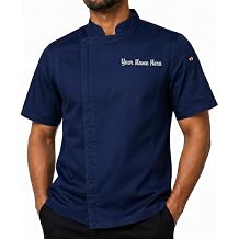 ChefsCloset Personalized Short Sleeve Embroidered Zipper Chef Coat